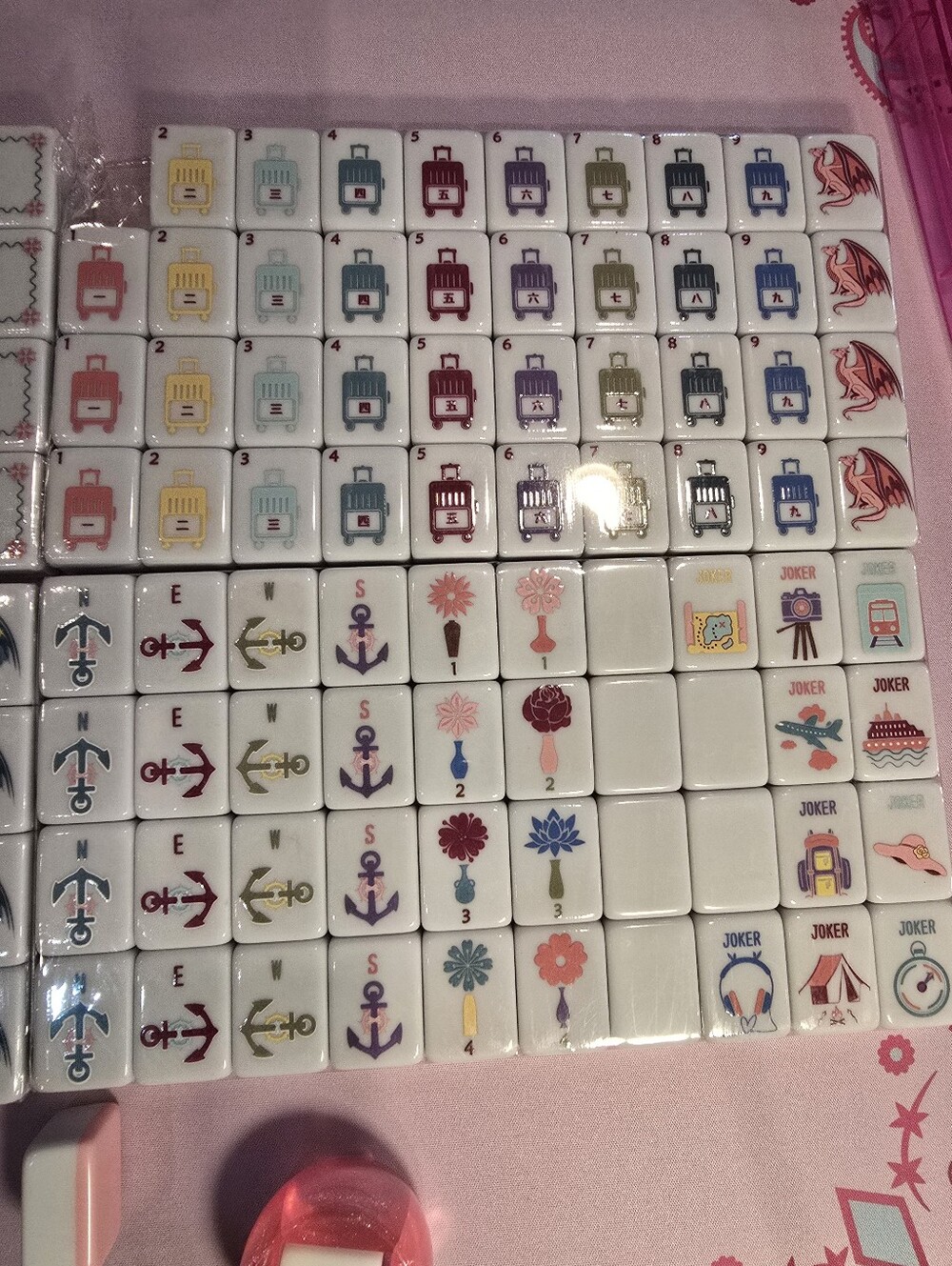 Jetsetter Mahjong Set - Includes Cute Pouch Choose Rack And Mats